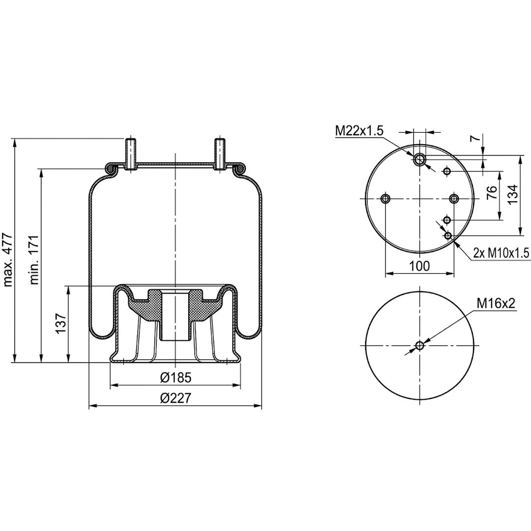 PULMON DE SUSPENSION EJE MOTRIZ CAMION DAF 1794425 HANN - Image 2