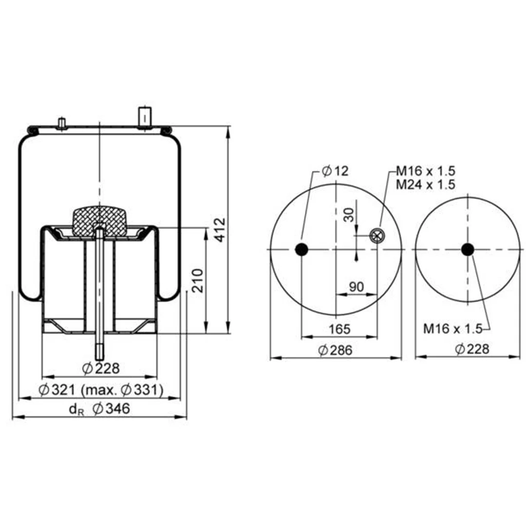 PULMON DE SUSPENSION EJE TRASERO CAMION RENAULT 7421978494 HANN - Image 2