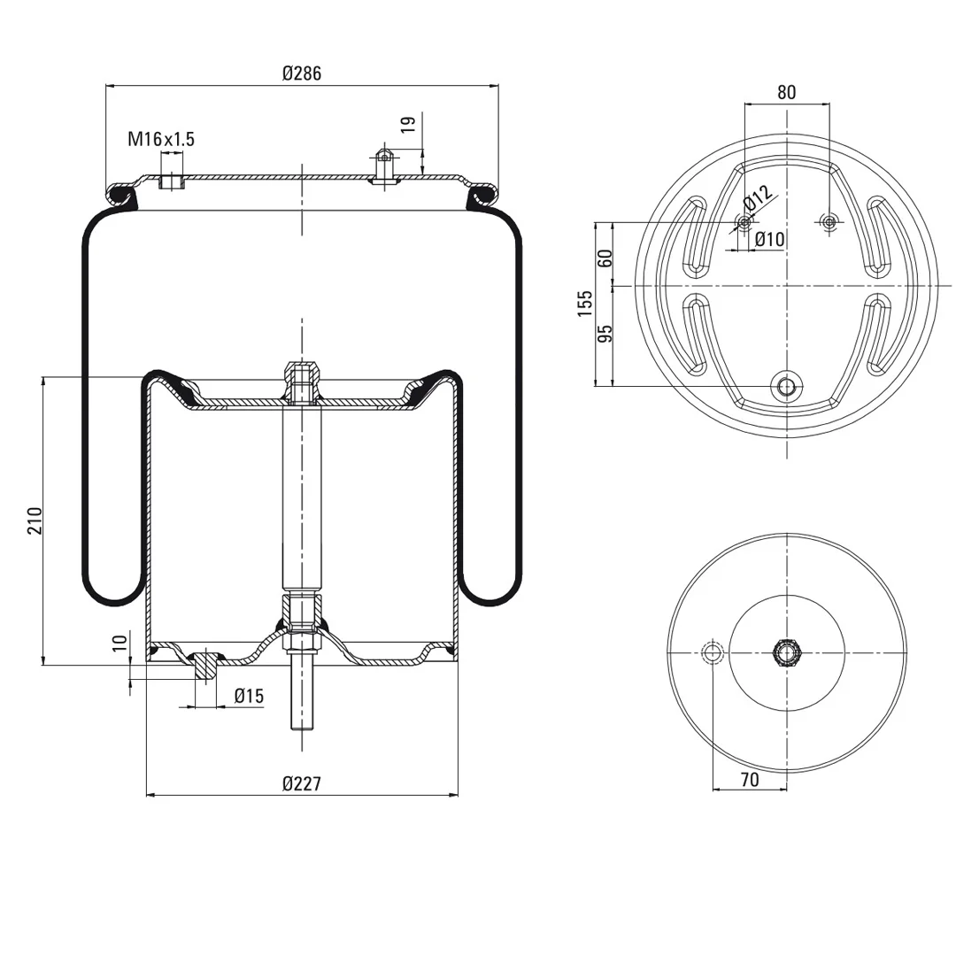 PULMON DE SUSPENSION EJE TRASERO CAMION SCANIA 2357532 HANN - Image 2