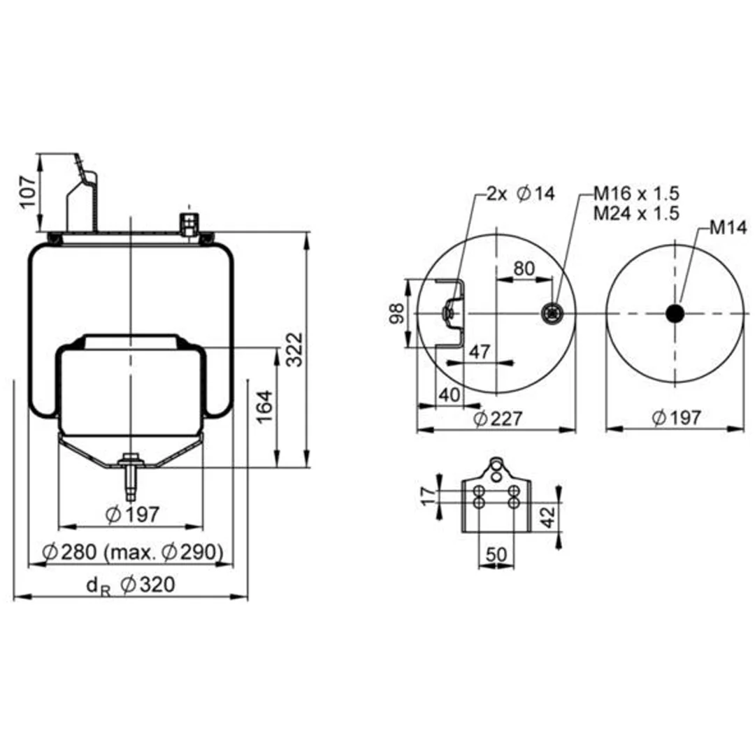 PULMON DE SUSPENSION EJE TRASERO CAMION VOLVO 20582206 HANN - Image 2