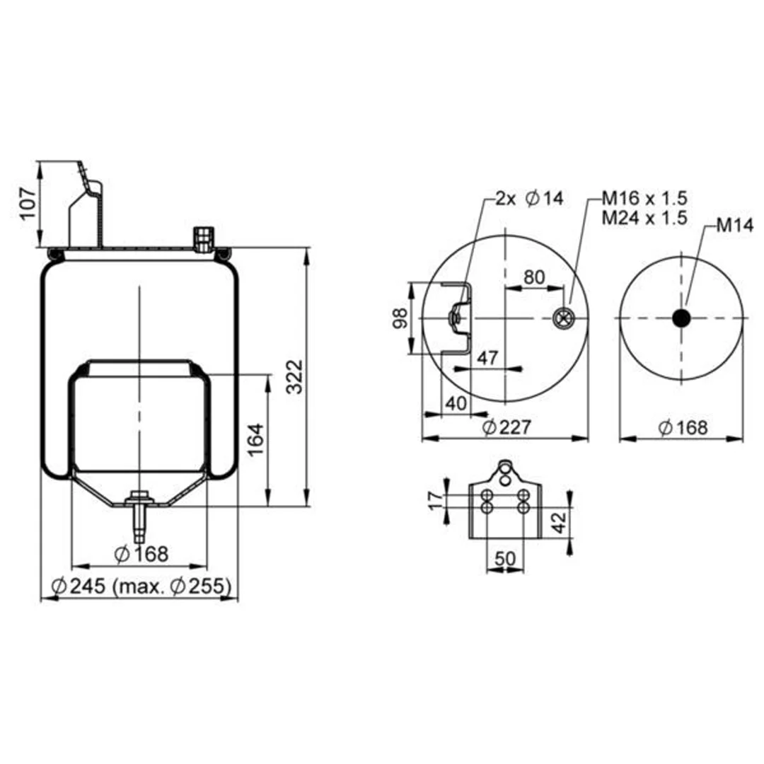 PULMON DE SUSPENSION EJE TRASERO CAMION VOLVO 20582215 HANN - Image 2