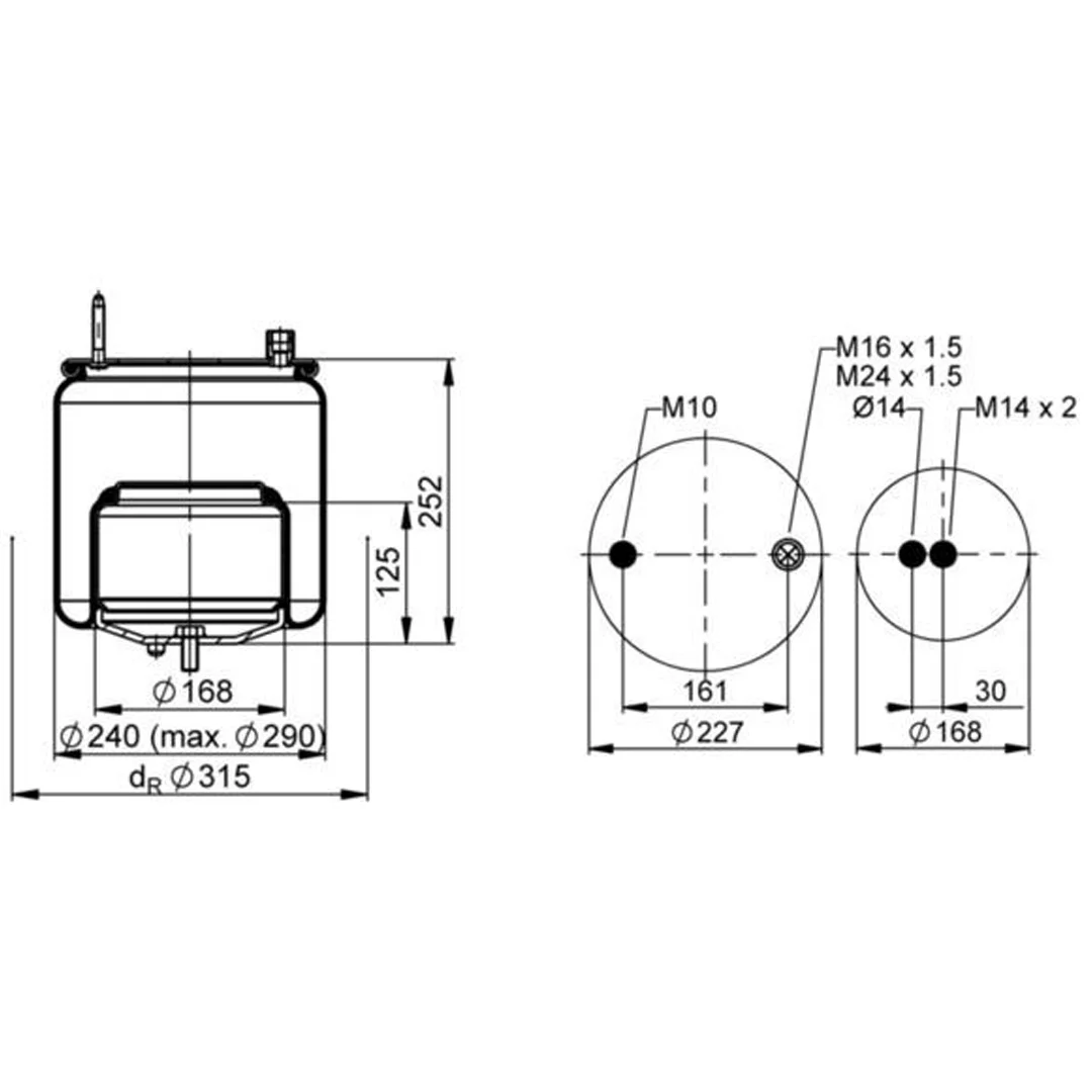 PULMON DE SUSPENSION EJE TRASERO CAMION VOLVO 21224751 HANN - Image 2