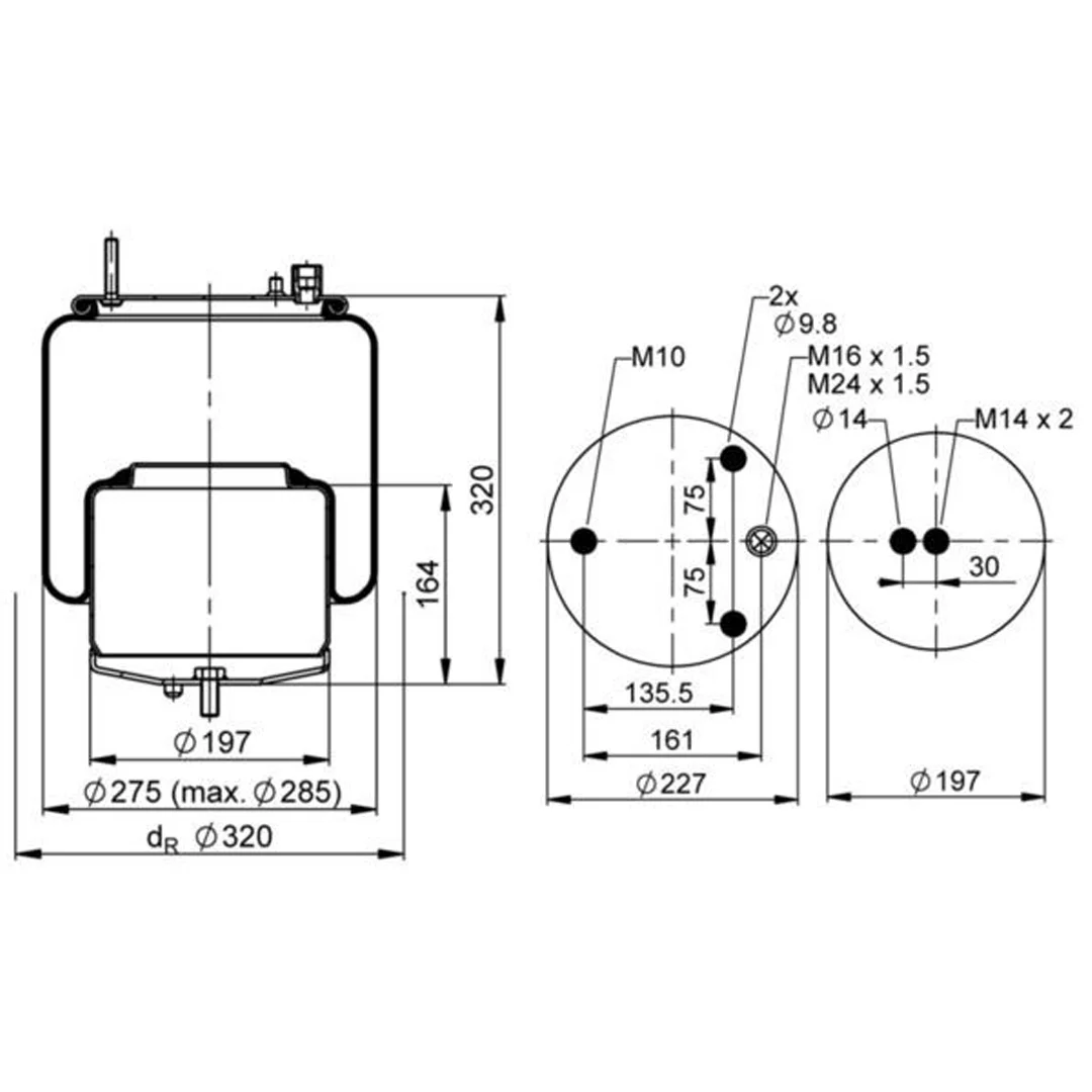 PULMON DE SUSPENSION EJE TRASERO CAMION VOLVO 22058737 HANN - Image 2
