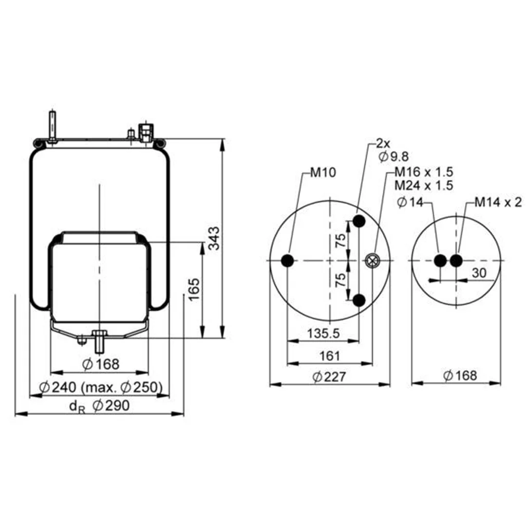 PULMON DE SUSPENSION EJE TRASERO CAMION VOLVO 22058741 HANN - Image 2
