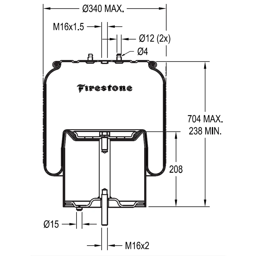 PULMON DE SUSPENSION EJE TRASERO CAMION SCANIA 2357532 FIRESTONE - Image 2