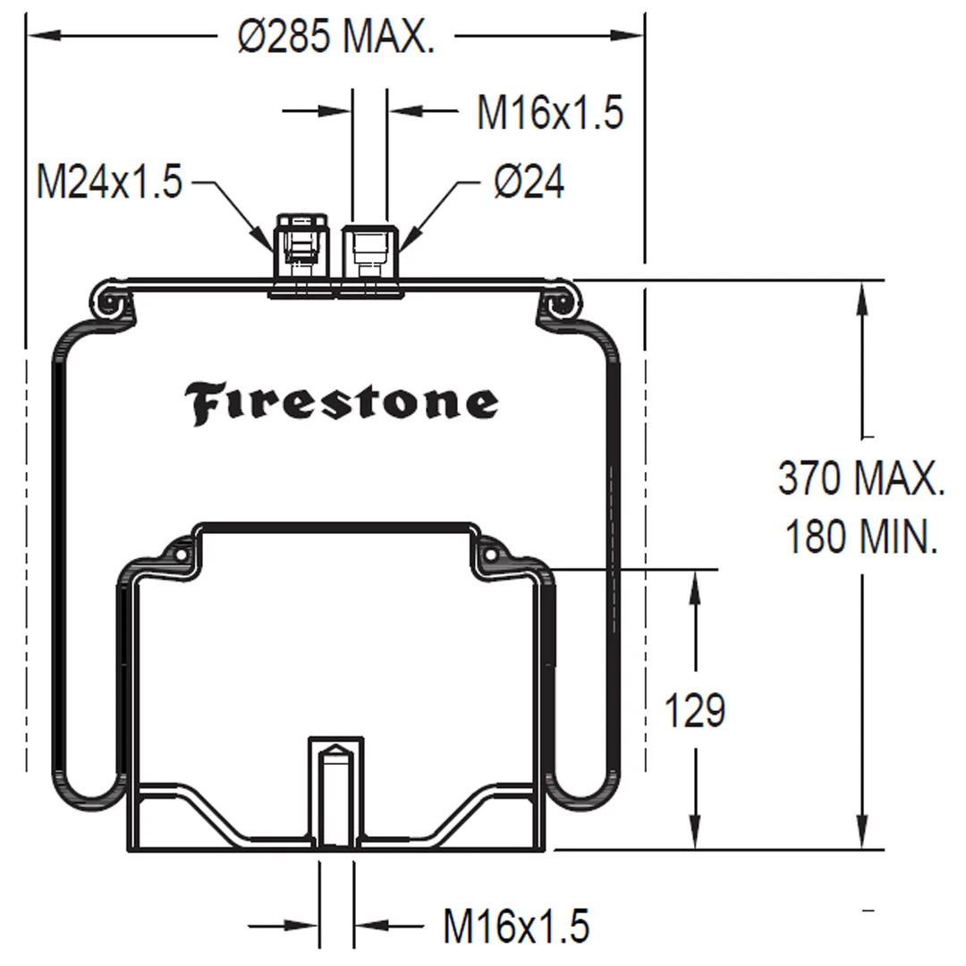 PULMON DE SUSPENSION EJE TRASERO CAMION MERCEDES BENZ A9583200421 FIRESTONE - Image 2