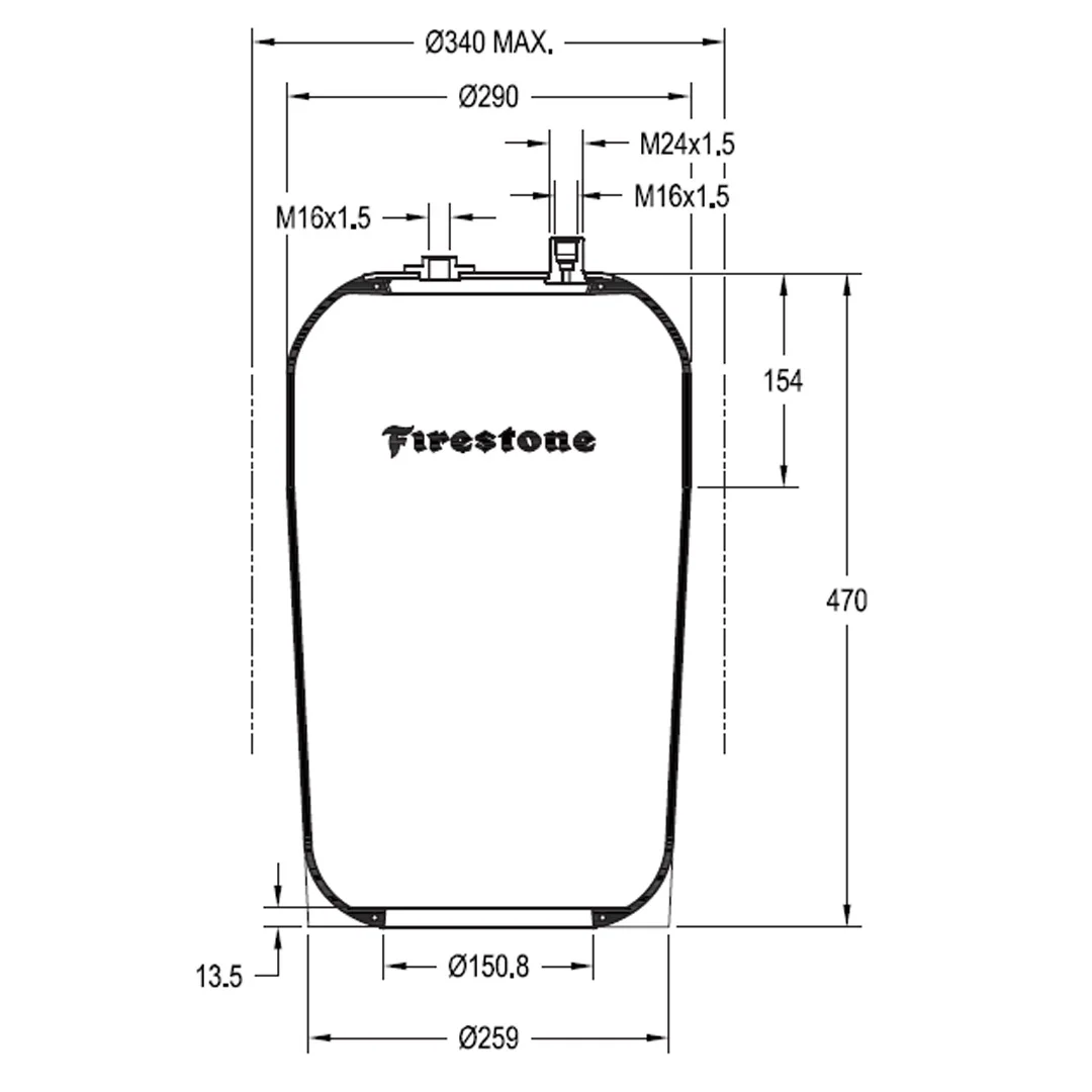 PULMON DE SUSPENSION EJE TRASERO CAMION MERCEDES BENZ A9423202721 FIRESTONE - Image 2