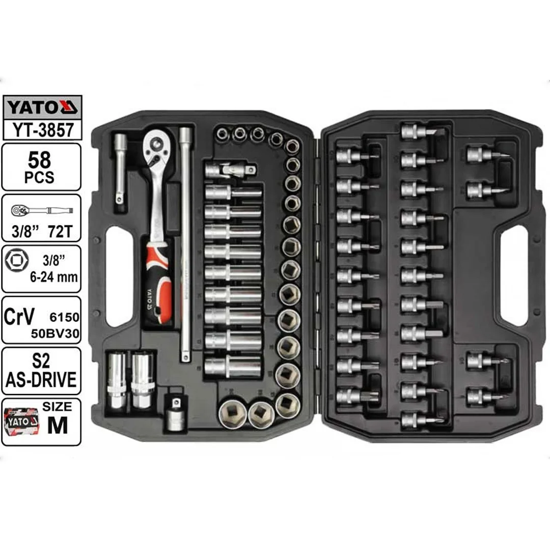 CAJA SET DE DADOS 3/8" 58 PIEZAS YATO - Image 2